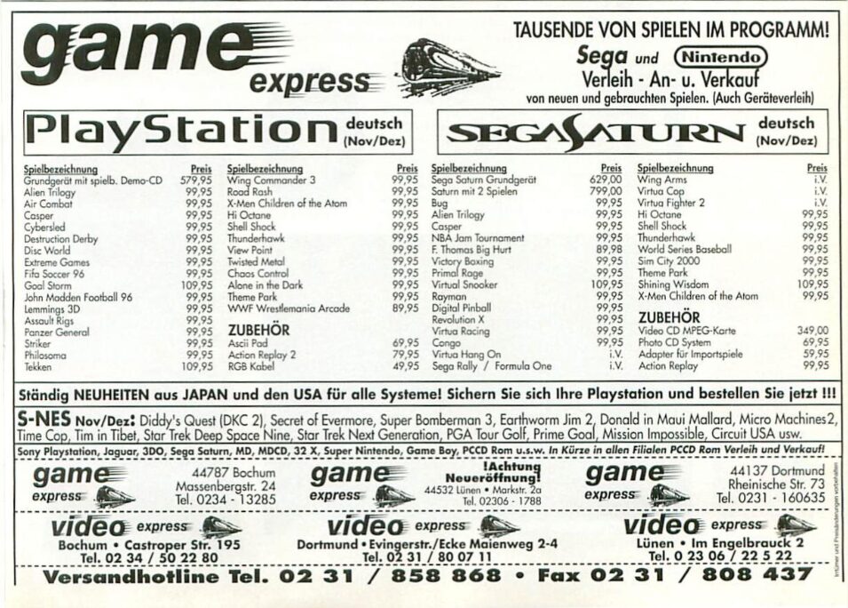 GameExpress_Werbung_Maniac_1996_01 Als Gaming noch ein Ort war